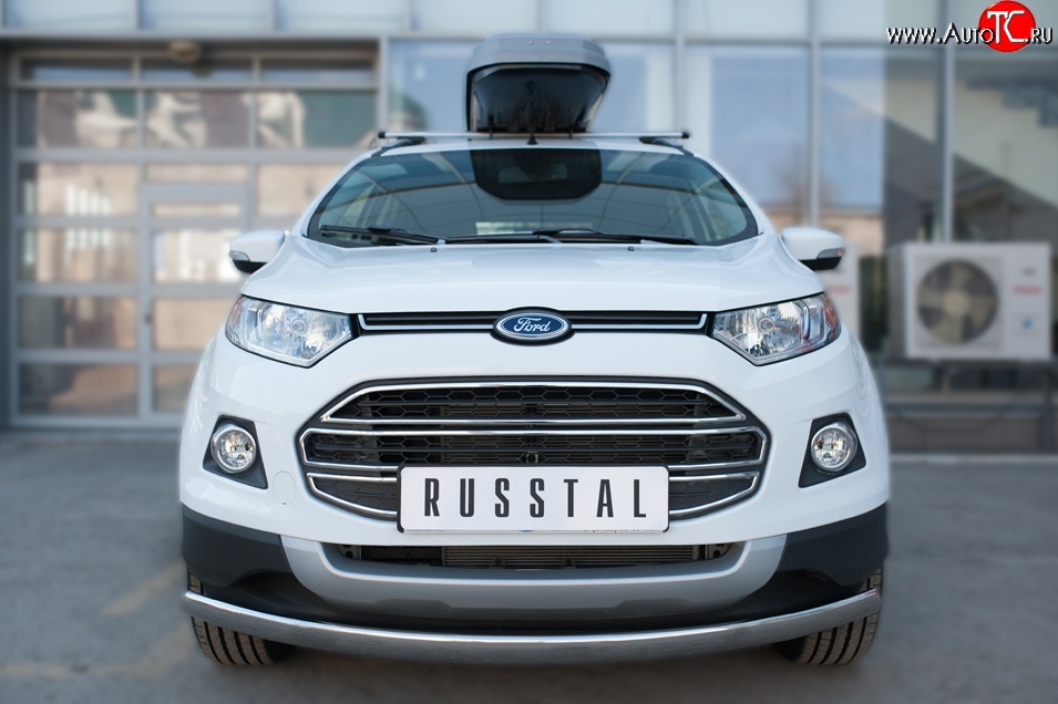 15 649 р. Защита переднего бампера (Ø75х42 мм, нержавейка) Russtal Ford EcoSport дорестайлинг (2013-2019)  с доставкой в г. Новочеркасск