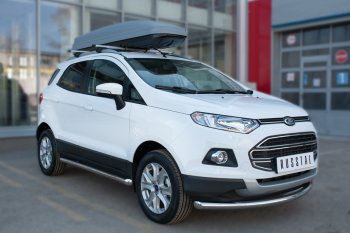 16 549 р. Защита порогов (труба D63 мм) SLITKOFF  Ford EcoSport (2013-2019) дорестайлинг (Защита порогов с заглушками на торцах (вариант 2))  с доставкой в г. Новочеркасск. Увеличить фотографию 3