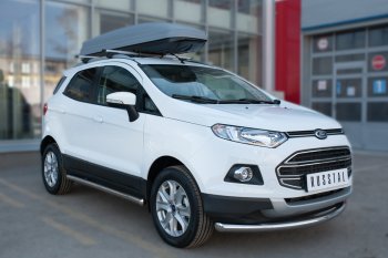 8 799 р. Защита порогов (труба D63 мм) SLITKOFF Ford EcoSport дорестайлинг (2013-2019) (Защита порогов с закругленными торцами (вариант 3))  с доставкой в г. Новочеркасск. Увеличить фотографию 3