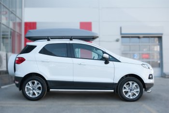 8 799 р. Защита порогов (труба D63 мм) SLITKOFF Ford EcoSport дорестайлинг (2013-2019) (Защита порогов с закругленными торцами (вариант 3))  с доставкой в г. Новочеркасск. Увеличить фотографию 2