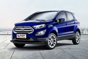 12 649 р. Защита заднего бампера Slitkoff (d57 мм)  Ford EcoSport  B515 (2017-2019) рестайлинг (Нержавейка, Полированная)  с доставкой в г. Новочеркасск. Увеличить фотографию 2