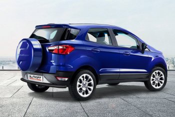 5 799 р. Защита заднего бампера Slitkoff (d57) Ford EcoSport B515 рестайлинг (2017-2019) (Сталь с полимерным покрытием. Цвет: чёрный )  с доставкой в г. Новочеркасск. Увеличить фотографию 1