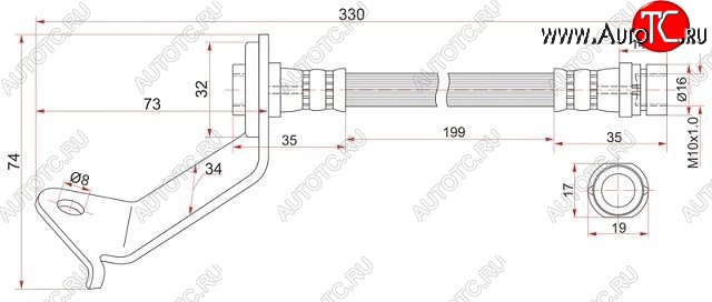 1 199 р. Тормозной шланг SAT (задний, правый)  Ford Escape ( 1,  2) (2000-2012), Ford Maverick  TM1 (2000-2007), Mazda Tribute (2000-2007)  с доставкой в г. Новочеркасск