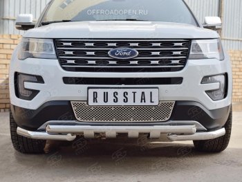 3 689 р. Решетка радиатора Russtal лист Ford Explorer U502 2-ой рестайлинг, 5 дв. (2017-2019) (Неокрашенная)  с доставкой в г. Новочеркасск. Увеличить фотографию 2