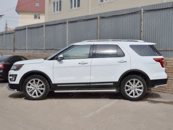 16 549 р. Защита порогов SLITKOFF из круглой трубы диаметром 63 мм SLITKOFF v2  Ford Explorer  U502 (2015-2019) 1-ый рестайлинг, 5 дв., 2-ой рестайлинг, 5 дв.  с доставкой в г. Новочеркасск. Увеличить фотографию 2