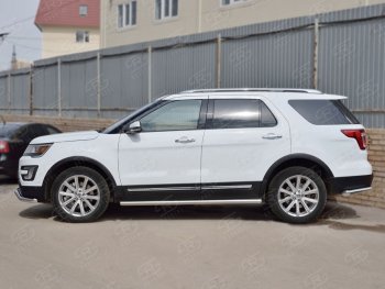 15 799 р. Защита порогов из круглой трубы d63 мм Russtal v3 Ford Explorer U502 2-ой рестайлинг, 5 дв. (2017-2019)  с доставкой в г. Новочеркасск. Увеличить фотографию 2