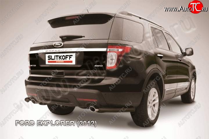 6 699 р. Защита заднего бампера из уголков d57 Slitkoff Ford Explorer U502 дорестайлинг (2010-2016) (Цвет: серебристый)  с доставкой в г. Новочеркасск