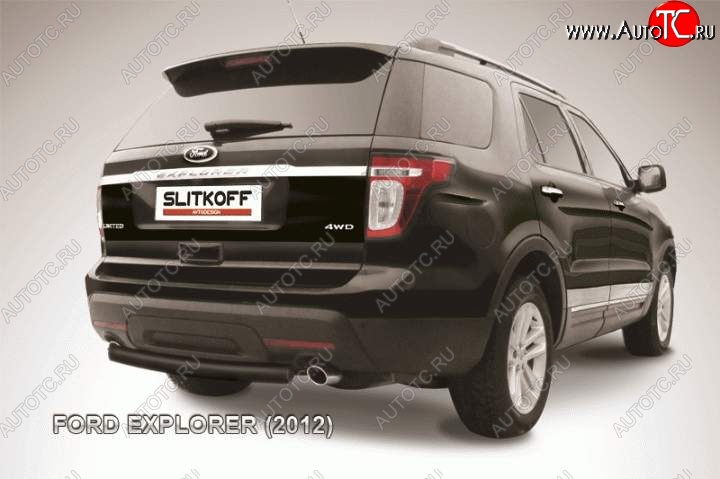 7 699 р. Защита заднего бампера d76 Slitkoff  Ford Explorer  U502 (2010-2016) дорестайлинг (Цвет: серебристый)  с доставкой в г. Новочеркасск