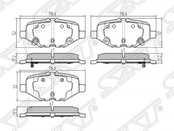 1 169 р. Колодки тормозные SAT (задние) Ford Explorer U502 дорестайлинг (2010-2016)  с доставкой в г. Новочеркасск. Увеличить фотографию 1