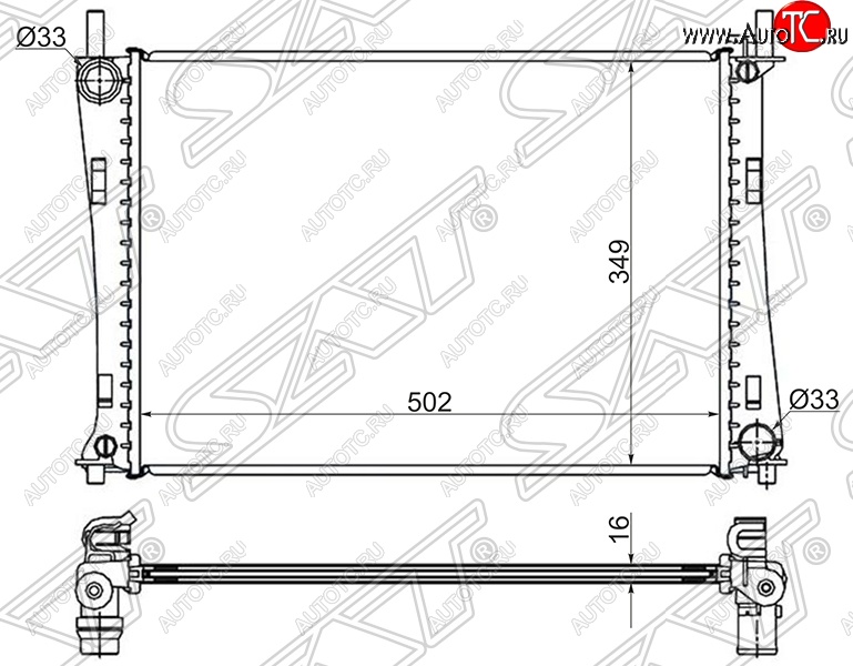 5 349 р. Радиатор двигателя SAT (пластинчатый, 1.25/1.3/1.4/1.6, МКПП/АКПП) Ford Fiesta 5 хэтчбэк 5 дв. дорестайлинг (2001-2005)  с доставкой в г. Новочеркасск