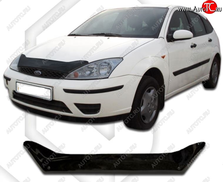 1 999 р. Дефлектор капота CA-Plastic  Ford Focus  1 (1998-2005) седан дорестайлинг, универсал дорестайлинг, хэтчбэк 3 дв. дорестайлинг, хэтчбэк 5 дв. дорестайлинг, седан рестайлинг, универсал рестайлинг, хэтчбэк 3 дв. рестайлинг, хэтчбэк 5 дв. рестайлинг (Classic черный, Без надписи)  с доставкой в г. Новочеркасск