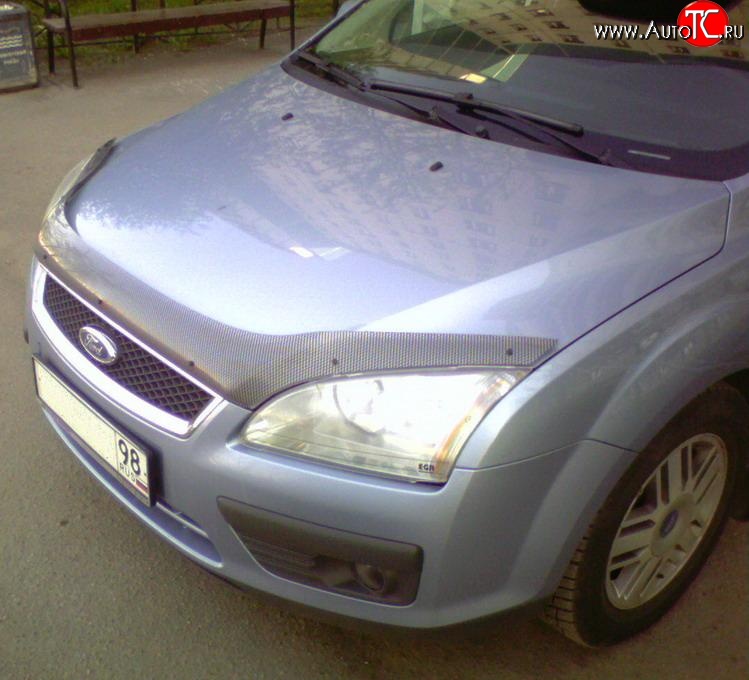 3 399 р. Дефлектор капота NovLine (прозрачный) Ford Focus 2 хэтчбэк 3 дв. дорестайлинг (2004-2007)  с доставкой в г. Новочеркасск