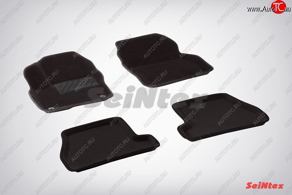 4 799 р. Коврики в салон (АКПП) SeiNtex Premium 3D 4 шт. (ворсовые, черные)  Ford Focus  3 (2010-2019) универсал дорестайлинг, хэтчбэк дорестайлинг, седан дорестайлинг, седан рестайлинг, универсал рестайлинг, хэтчбэк рестайлинг  с доставкой в г. Новочеркасск