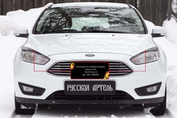 899 р. Реснички на фары RA Ford Focus 3 седан рестайлинг (2014-2019) (Неокрашенные)  с доставкой в г. Новочеркасск. Увеличить фотографию 2