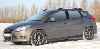 8 799 р. Комплект рейлингов АПС  Ford Focus  3 (2010-2019) хэтчбэк дорестайлинг, хэтчбэк рестайлинг (Черные, без поперечин)  с доставкой в г. Новочеркасск. Увеличить фотографию 2