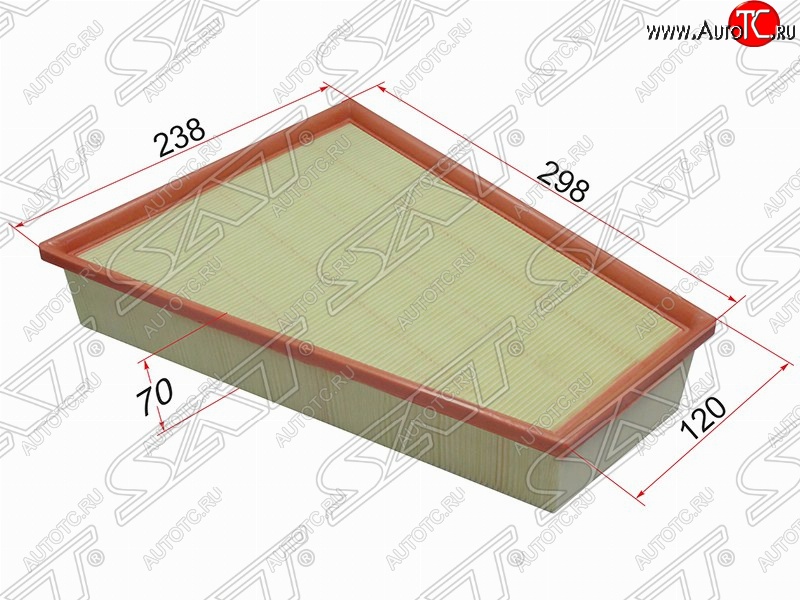 389 р. Фильтр воздушный двигателя SAT (298/120х238х70 mm)  Ford Galaxy  2 (2006-2015), Ford Mondeo (2007-2014), Volvo S80 ( AS60 седан,  AS40,AS70, AS90) (2006-2016), Volvo V70 (2008-2016)  с доставкой в г. Новочеркасск