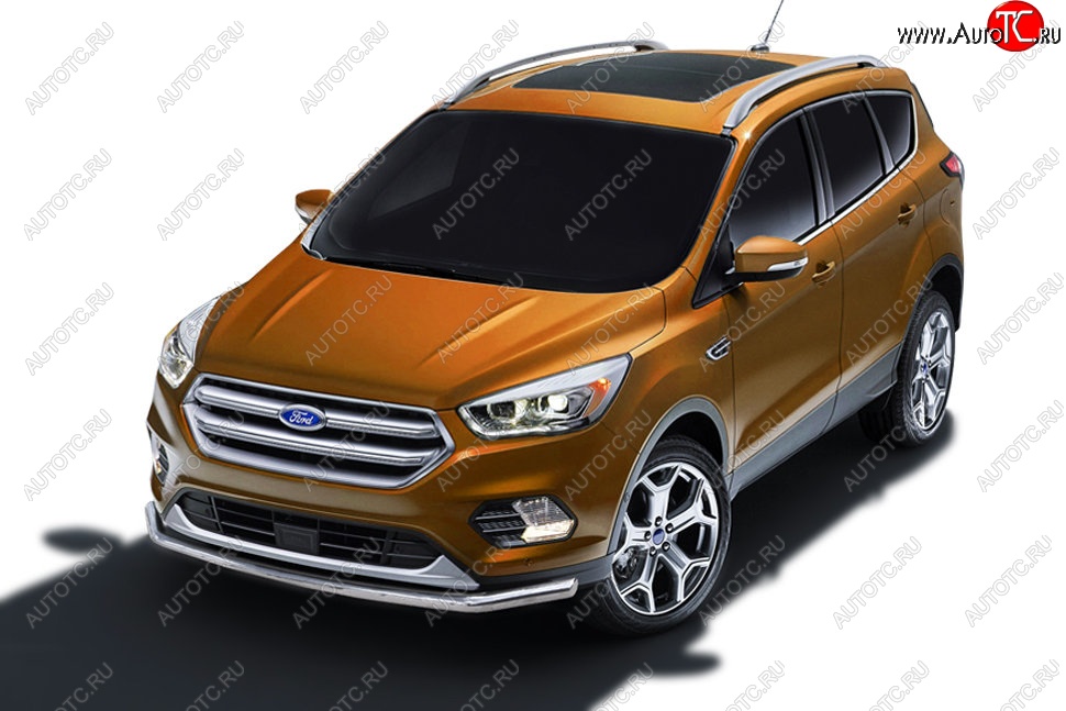 8 649 р. Защита заднего бампера Slitkoff (d57)  Ford Kuga  2 (2016-2019) рестайлинг (Нержавейка, Полированная)  с доставкой в г. Новочеркасск