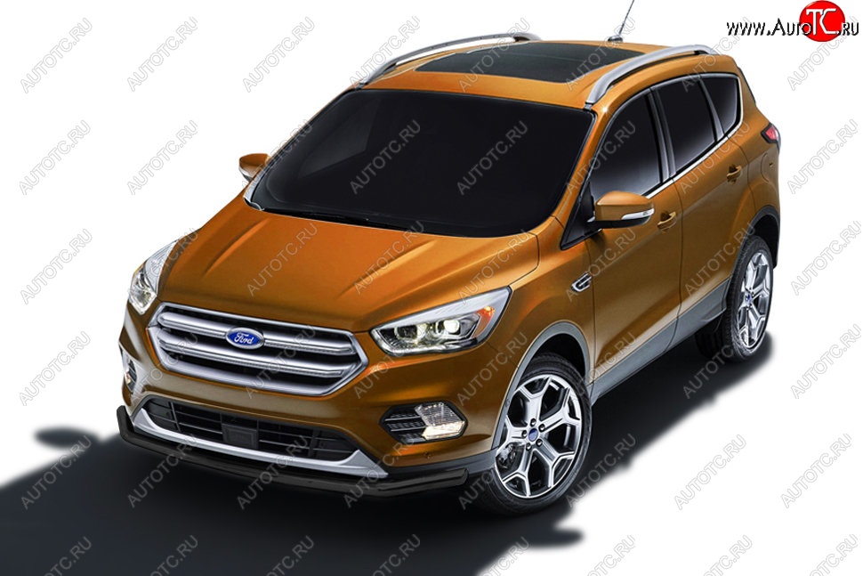 5 999 р. Защита заднего бампера Slitkoff (d57)  Ford Kuga  2 (2016-2019) рестайлинг (Сталь с полимерным покрытием. Цвет: чёрный)  с доставкой в г. Новочеркасск