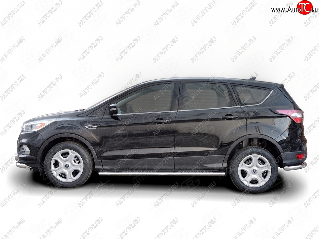 27 699 р. Порожки для ног (труба Ø120х60, овал с проступью) Russtal Ford Kuga 2 рестайлинг (2016-2019)  с доставкой в г. Новочеркасск