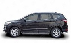 Порожки для ног (Ø42) Russtal Ford Kuga 2 рестайлинг (2016-2019)  (лист - алюминий, профиль - нержавейка)