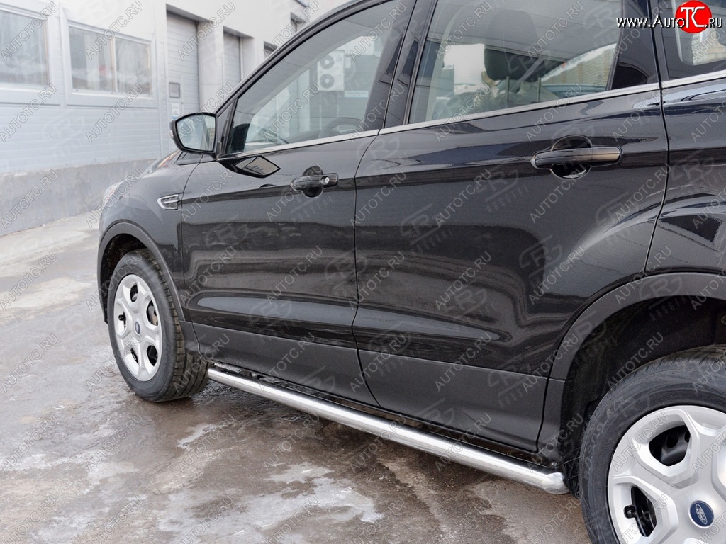 17 599 р. Защита порогов из круглой трубы диаметром 63 мм SLITKOFF v3  Ford Kuga  2 (2016-2019) рестайлинг  с доставкой в г. Новочеркасск