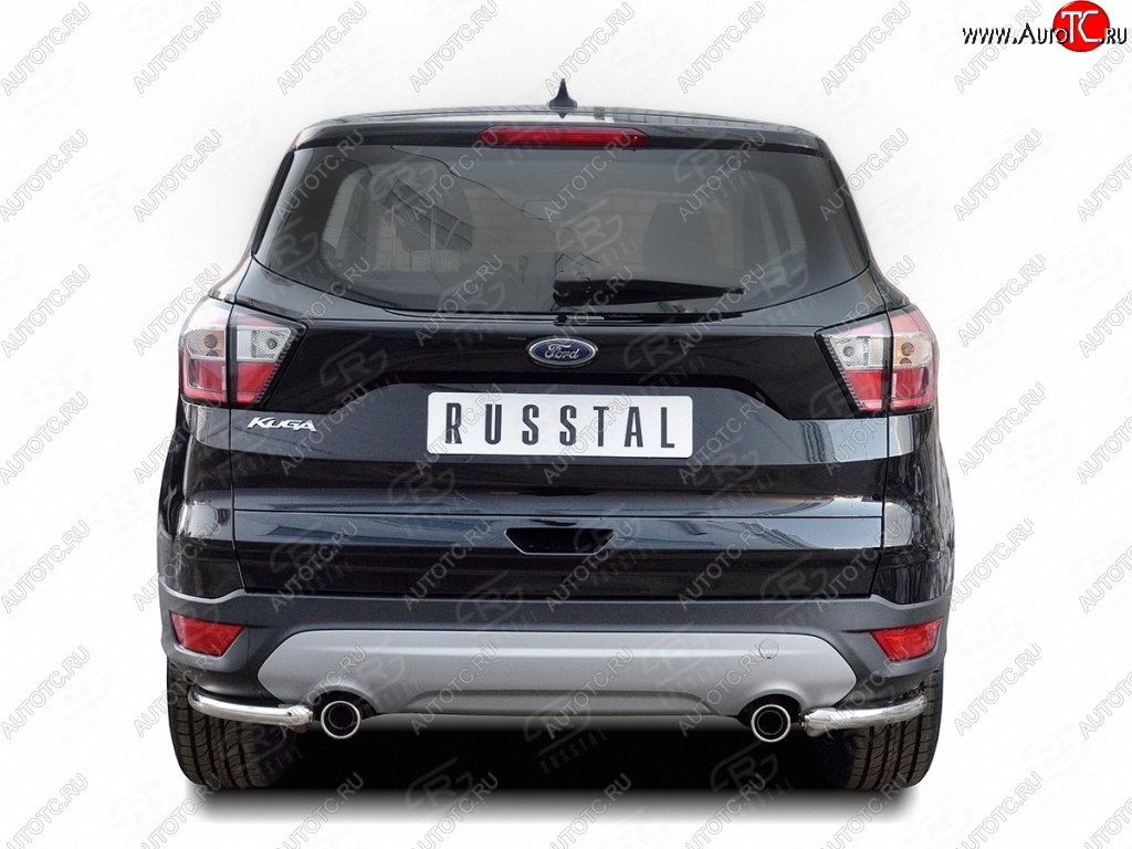 10 949 р. Защита заднего бампера (Ø42 мм уголки, нержавейка) Russtal Ford Kuga 2 рестайлинг (2016-2019)  с доставкой в г. Новочеркасск