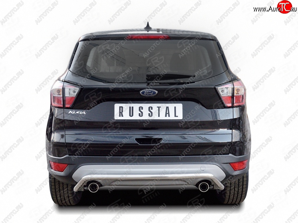 11 449 р. Защита заднего бампера (Ø42 мм волна, нержавейка) Russtal Ford Kuga 2 рестайлинг (2016-2019)  с доставкой в г. Новочеркасск