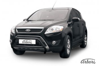 11 789 р. Защита переднего бампера Arbori (низкая, черная, d57 mm) Ford Kuga 1 (2008-2013)  с доставкой в г. Новочеркасск. Увеличить фотографию 1