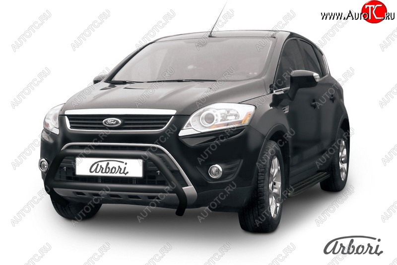 11 789 р. Защита переднего бампера Arbori (низкая, черная, d57 mm) Ford Kuga 1 (2008-2013)  с доставкой в г. Новочеркасск