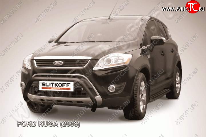 13 499 р. Кенгурятник d57 Slitkoff (низкий)  Ford Kuga  1 (2008-2013) (Цвет: серебристый)  с доставкой в г. Новочеркасск