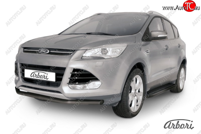 7 019 р. Защита переднего бампера Arbori (черная, 1 труба d57 mm). Ford Kuga 2 дорестайлинг (2013-2016)  с доставкой в г. Новочеркасск