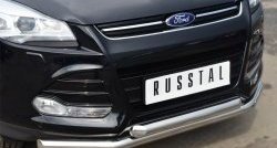 14 899 р. Защита переднего бампера (2 трубыØ76 мм, нержавейка) SLITKOFF Ford Kuga 2 дорестайлинг (2013-2016)  с доставкой в г. Новочеркасск. Увеличить фотографию 2