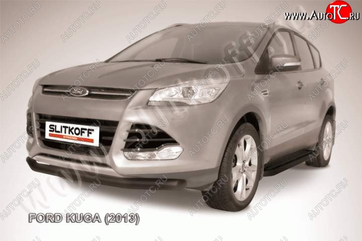 8 299 р. Защита переднего бампера Slitkoff (труба d76) Ford Kuga 2 дорестайлинг (2013-2016) (Цвет: серебристый)  с доставкой в г. Новочеркасск