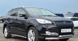 13 849 р. Защита порогов из круглой трубы диаметром 63 мм Russtal Ford Kuga 2 дорестайлинг (2013-2016) (Защита порогов с со скосами на торцах (вариант 1))  с доставкой в г. Новочеркасск. Увеличить фотографию 2