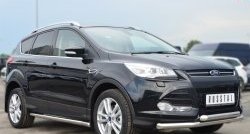 13 849 р. Защита порогов из круглой трубы диаметром 63 мм Russtal Ford Kuga 2 дорестайлинг (2013-2016) (Защита порогов с со скосами на торцах (вариант 1))  с доставкой в г. Новочеркасск. Увеличить фотографию 12