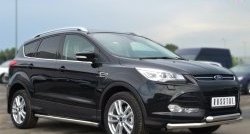 13 849 р. Защита порогов из круглой трубы диаметром 63 мм Russtal Ford Kuga 2 дорестайлинг (2013-2016) (Защита порогов с со скосами на торцах (вариант 1))  с доставкой в г. Новочеркасск. Увеличить фотографию 7