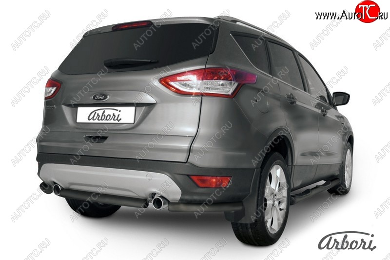 5 399 р. Защита заднего бампера Arbori (черная, 1 труба d57 mm). Ford Kuga 2 дорестайлинг (2013-2016)  с доставкой в г. Новочеркасск