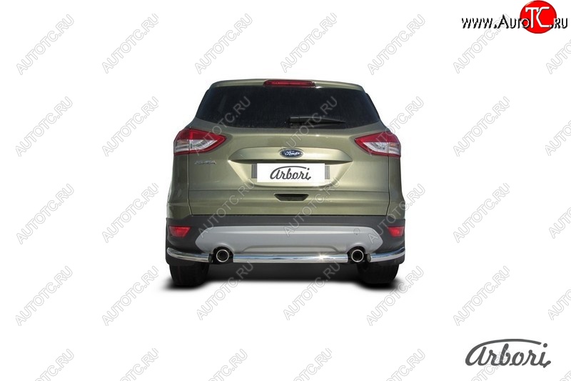 6 389 р. Защита заднего бампера Arbori (нержавейка, 1 труба d57 mm). Ford Kuga 2 дорестайлинг (2013-2016)  с доставкой в г. Новочеркасск