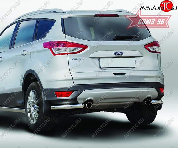 8 189 р. Защита заднего бампера из боковых уголков Souz-96 (d60)  Ford Kuga  2 (2013-2016) дорестайлинг  с доставкой в г. Новочеркасск