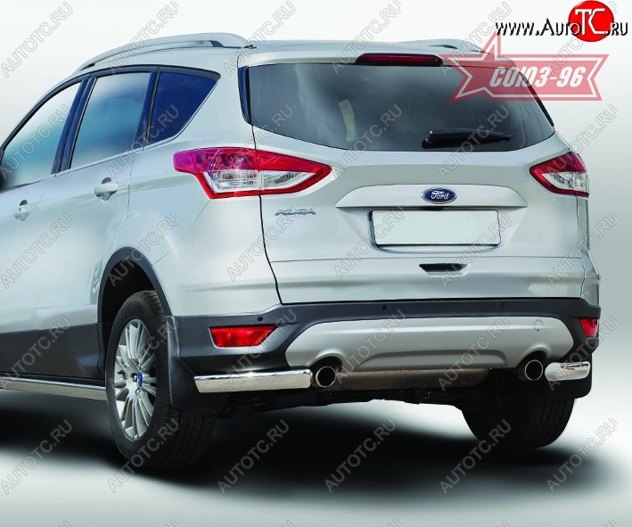 10 799 р. Защита заднего бампера из боковых уголков Souz-96 (d76х42) Ford Kuga 2 дорестайлинг (2013-2016)  с доставкой в г. Новочеркасск