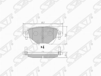 Колодки тормозные SAT (задние) Ford (Форд) Mondeo (Мондео) (2000-2007) Mk3,B4Y дорестайлинг, седан, Mk3,BWY дорестайлинг, универсал, Mk3,B4Y рестайлинг, седан, Mk3,BWY рестайлинг, универсал