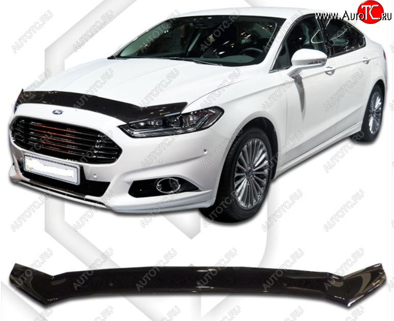 2 079 р. Дефлектор капота CA-Plastiс  Ford Mondeo  MK5 CD391 (2014-2018) дорестайлинг седан (Classic черный, Без надписи)  с доставкой в г. Новочеркасск