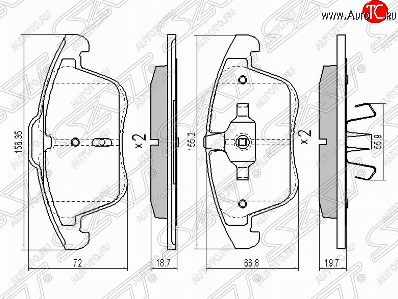 1 499 р. Колодки тормозные передние SAT Ford Mondeo Mk4,BD дорестайлинг, седан (2007-2010)  с доставкой в г. Новочеркасск