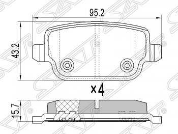 759 р. Колодки тормозные SAT (задние)  Ford Mondeo (2007-2014) Mk4,BD дорестайлинг, седан, Mk4,DG дорестайлинг, универсал, Mk4,BD рестайлинг, седан, Mk4,DG рестайлинг, универсал  с доставкой в г. Новочеркасск. Увеличить фотографию 1