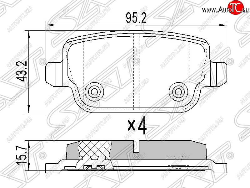 759 р. Колодки тормозные SAT (задние) Ford Mondeo Mk4,BD дорестайлинг, седан (2007-2010)  с доставкой в г. Новочеркасск