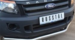 14 549 р. Одинарная защита переднего бампера диаметром 76 мм SLITKOFF  Ford Ranger ( DoubleCab,  RapCab) (2011-2016) дорестайлинг, дорестайлинг  с доставкой в г. Новочеркасск. Увеличить фотографию 2