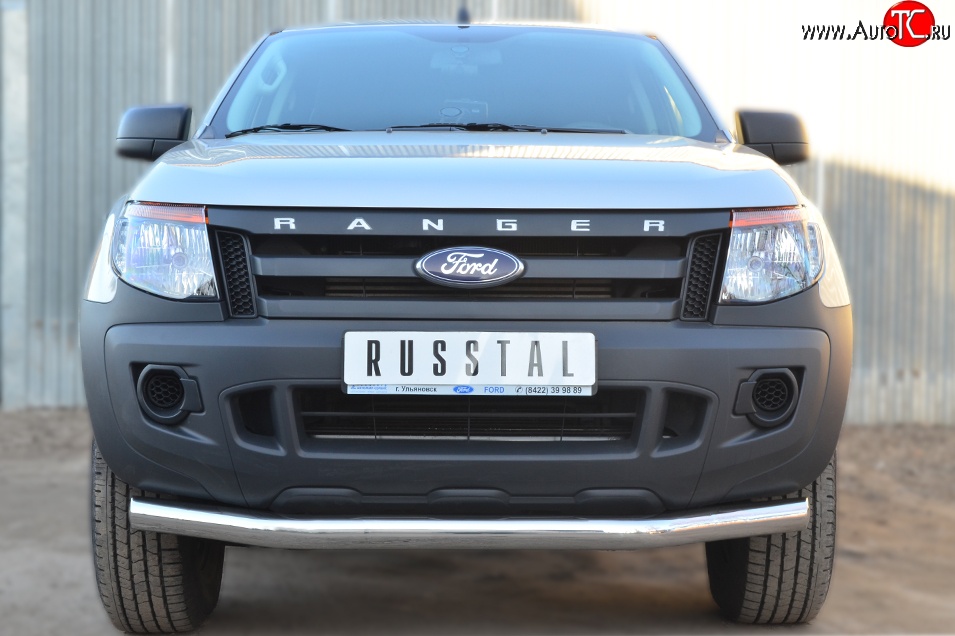 14 549 р. Одинарная защита переднего бампера диаметром 76 мм SLITKOFF  Ford Ranger ( DoubleCab,  RapCab) (2011-2016) дорестайлинг, дорестайлинг  с доставкой в г. Новочеркасск