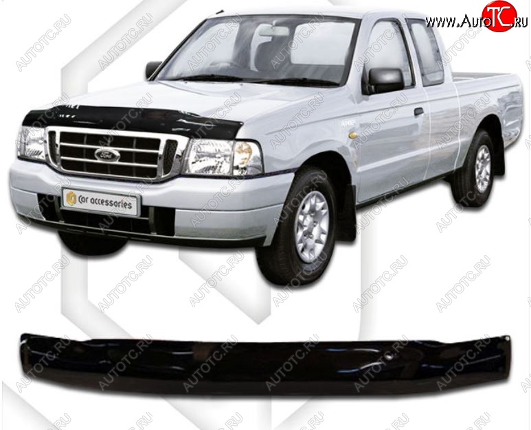 1 999 р. Дефлектор капота CA-Plastic  Ford Ranger (2003-2007) рестайлинг (Classic черный, Без надписи)  с доставкой в г. Новочеркасск