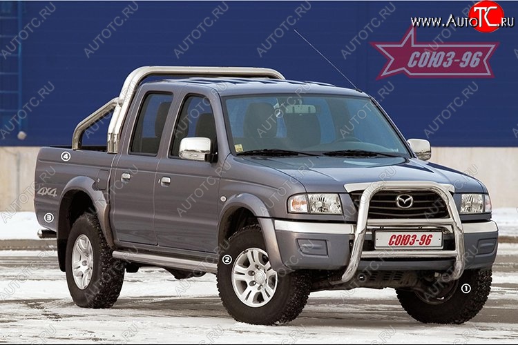 14 174 р. Защита порогов Souz-96 (d76) Ford Ranger (2006-2009)  с доставкой в г. Новочеркасск