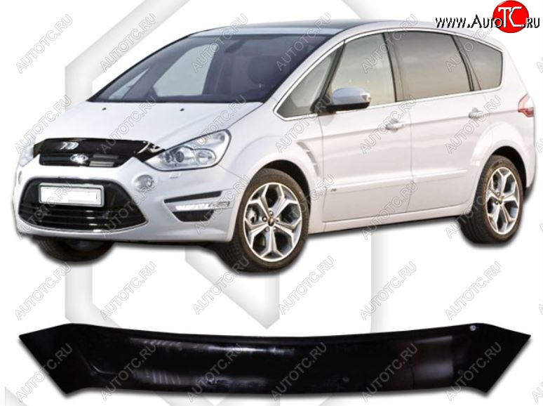 1 999 р. Дефлектор капота CA-Plastiс  Ford S-Max  1 (2010-2015) рестайлинг (Classic черный, Без надписи)  с доставкой в г. Новочеркасск